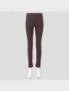 UNIQLO【M】リブスリットレギンス（10分丈）茶色♡快適♡履き心地GOOD