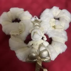 ミッキーマウス ぬいぐるみ クリスマスリース ホワイト ゴールド