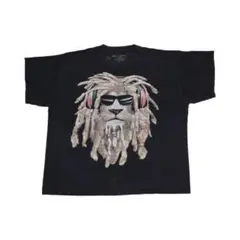 USA古着 レゲエライオン グラフィックプリントTシャツ XXLブラックフェード