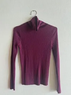 イエナ　IENA ウール100%　タートルネックセーター　パープル　M