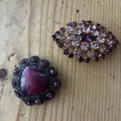 ビンテージ　パープル　ブローチ2点