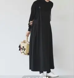 北欧暮らしの道具店　サイドタックのサロペットスカート / ブラック　S