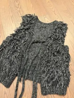 MAISON SPECIAL フリンジニットベスト グレー系