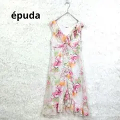 épuda エプーダ 花柄シフォンワンピース レース フリル ピンク 38 M