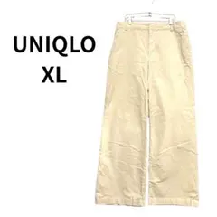 UNIQLO ワイドパンツ ベージュ XLコットン ストレート 美シルエット