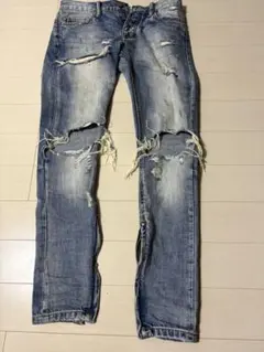 ミニマルダメージジーンズ29スリムフィットジーンズスキニードリップ