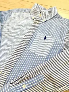 Ralph Lauren 青白ストライプ ボタンダウンシャツ サイズ8
