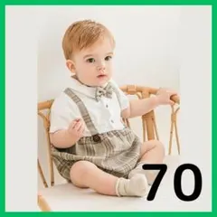 73 ロンパース フォーマル 蝶ネクタイ付き 男の子 ベビー服 結婚式 　70