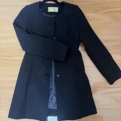 ブラックロングコート ウール混合