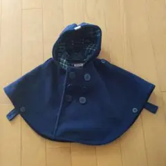 ミキハウス ネイビー フリース フード付きポンチョ