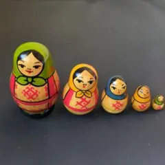 木製マトリョーシカ 5体セット ヴィンテージ品