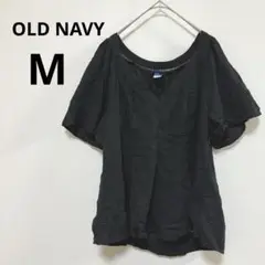 OLD NAVY 【M】ブラック 半袖シャツ Ｖネック ゆったり