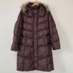 ユニクロ プレミアムダウンコート ロング XL パープル フード ファー付