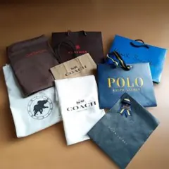 【バッグ保存袋 3点＋紙袋4点セット】コーチ、ラルフローレン他