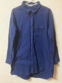 Honeys ハニーズ 青と黒のチェック 長袖シャツ Mサイズ