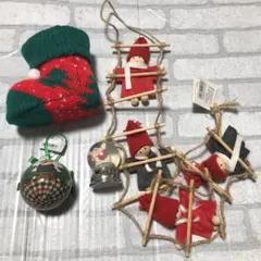 4点セット　クリスマスオーナメント　飾りつけ　靴下✖︎スノードームのサムネイル