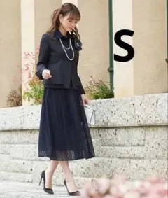 ツイードジャケット&レースシャツワンピース2点セットアップフォーマルセレモニーS