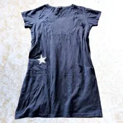 JEANASIS 星柄 ロング Tシャツ ネイビー F