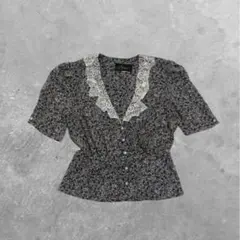 【2/6まで値下げ】ヴィンテージ　vintageブラウス レース襟 花柄　レトロ