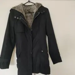 ブラック フリースライニング ロングコート