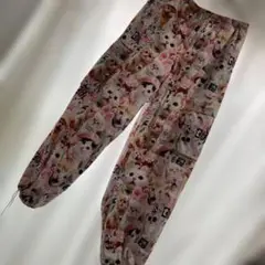 ●SHEIN ねこ　総柄　派手柄　ピンク系　カーゴパンツ　カジュアルパンツ