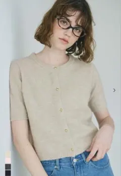 【未使用】ゴールドボタン半袖ニットカーディガン coca