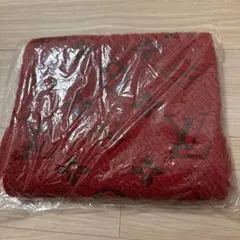 Louis Vuitton ロゴ刺繍マフラー レッド クリーニング済み