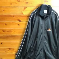 adidas　アディダス　トラックジャケット　ジャージ　刺繍　黒　Ⅼ　ラグラン袖