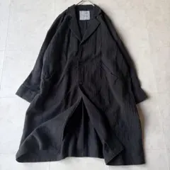 新品値引き 08Mabネイビーアシンメトリーリネンガウントッパーコート麻