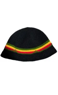 ハンドメイド　バケットハット　クラッシャーハット　ラスタカラー