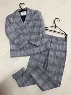ZARA キッズ フォーマルスーツ グレー系チェック