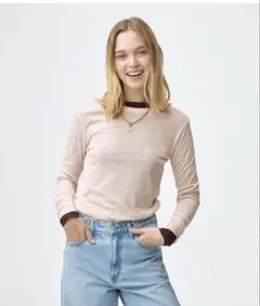 ●ソフトシアークルーネックT(長袖)●薄ピンク