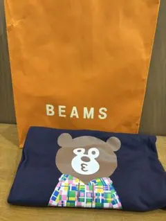 BEAMS T クマキャラクター 半袖Tシャツ Mサイズ　ネイビー