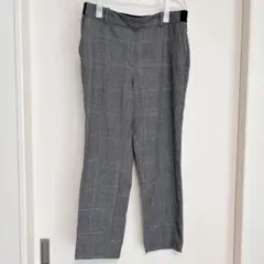 美品✨H＆M グレー系チェック スラックス 総ゴム カジュアル 海外古着