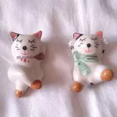 猫の陶器箸置き 2個セット