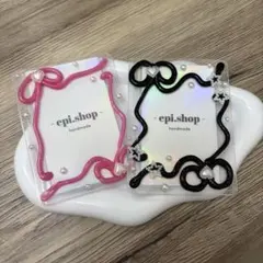 107♡ホイップデコ トレカケースデコ バレエコア リボン y2k 黒 ピンク