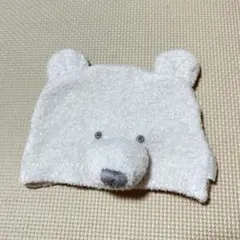 ジェラートピケ　ベビー用 クマさんモチーフ ニット帽子 ホワイト