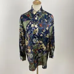 訳有 ZARA ザラ 花柄サテンシャツ ブラウス 長袖 ボタニカル パッチワーク
