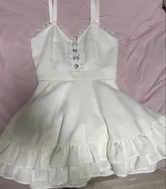 Ank Rouge ホワイト ノースリーブ フリル ミニワンピース　量産服のサムネイル