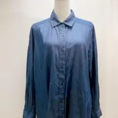 美品 eur3 エウルキューブ　3L デニム風　ロングシャツ　大きいサイズのサムネイル
