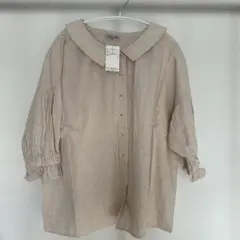 新品、未使用Samansa Mos2 イエローストライプシャツ フリル袖