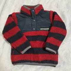 フリースジャケット 赤と黒のストライプ