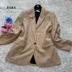 【美品✨大きいサイズ】ZARA テーラードジャケット XL キャメル 1つボタン