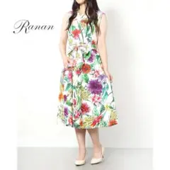 RANAN ラナン フラワープリントジャージーワンピース 花柄 ストレッチ