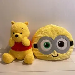 プーさん　ほわぽてスーパーラージぬいぐるみ ミニオンズジャンボフェイスクッション