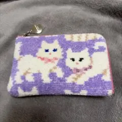 フェイラー　モフモフネコちゃん　L字ポーチ