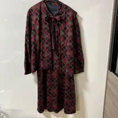 赤と黒のチェック柄セットアップ　昭和レトロ