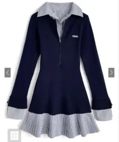 新品 GRL ストライプ柄シャツドッキングニットミニワンピース[k9392i]