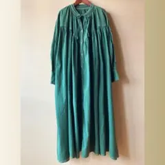 FREAK'S STORE 綿クリンクルギャザーワンピース グリーン