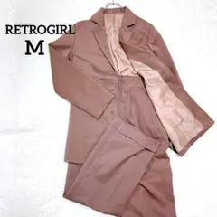 【レトロガール】セットアップ テーラードジャケット×パンツ Mサイズ　ブラウン